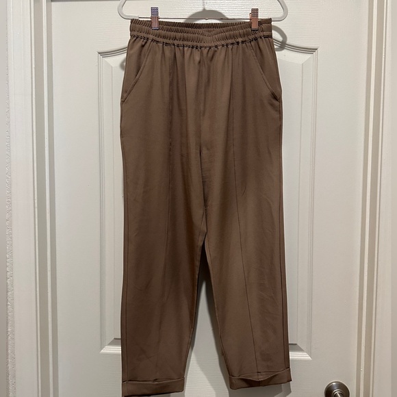 Varley Cypress Turn Up Stretch Twill Taupe Casual Neutral Relaxed Pants Small - Picture 6 of 11
